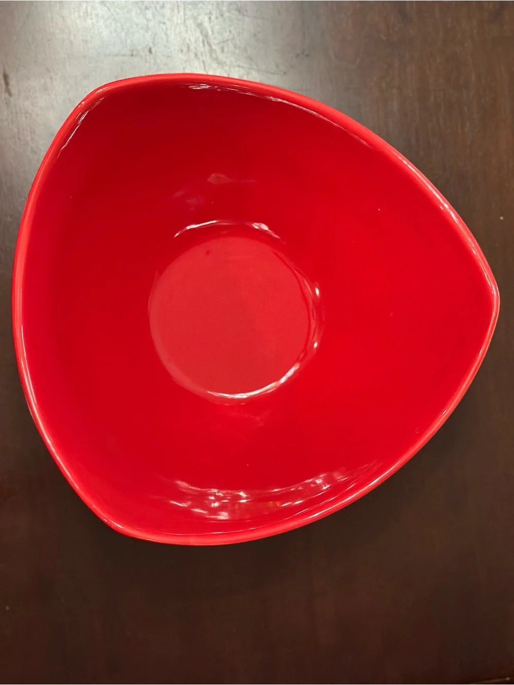 Pier 1 Imports Red Triangular Serving Bowl 11” Glossy Ceramic Stoneware Modern